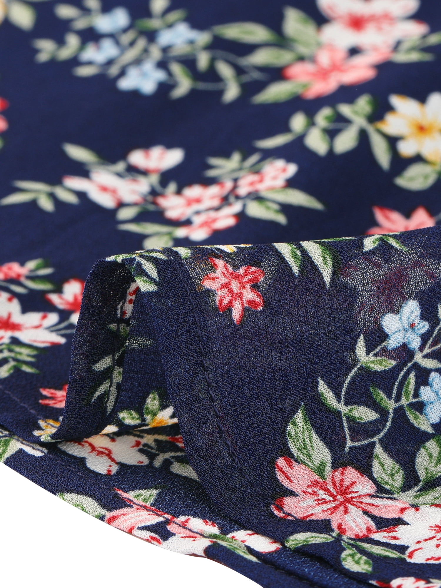 DARING DIVA Women's Elastic Waist A-Line Layered Ruffle Floral Mini Skirt XS Dark Blue