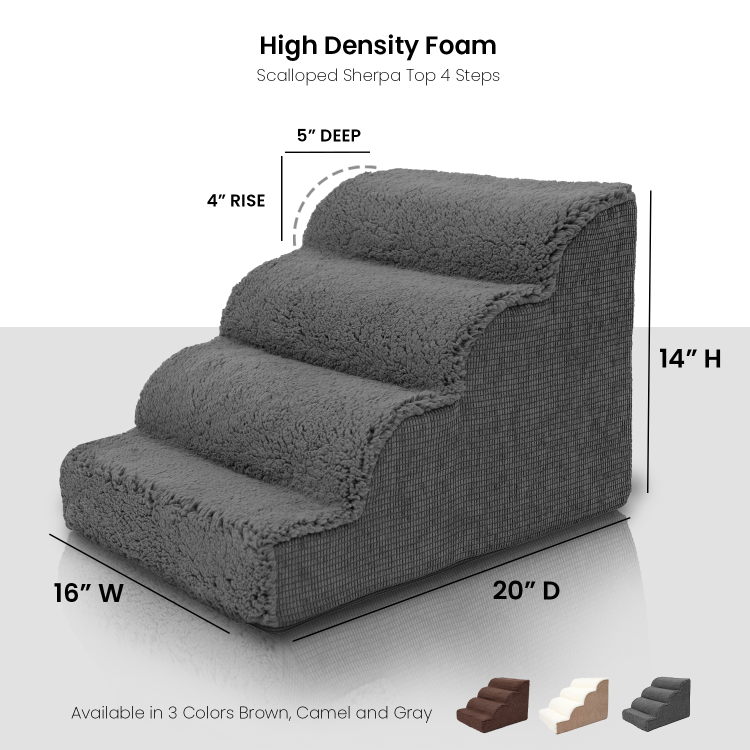 Precious Tails High Density Foam Scalloped Sherpa Top 4 Steps for Dog/Cat