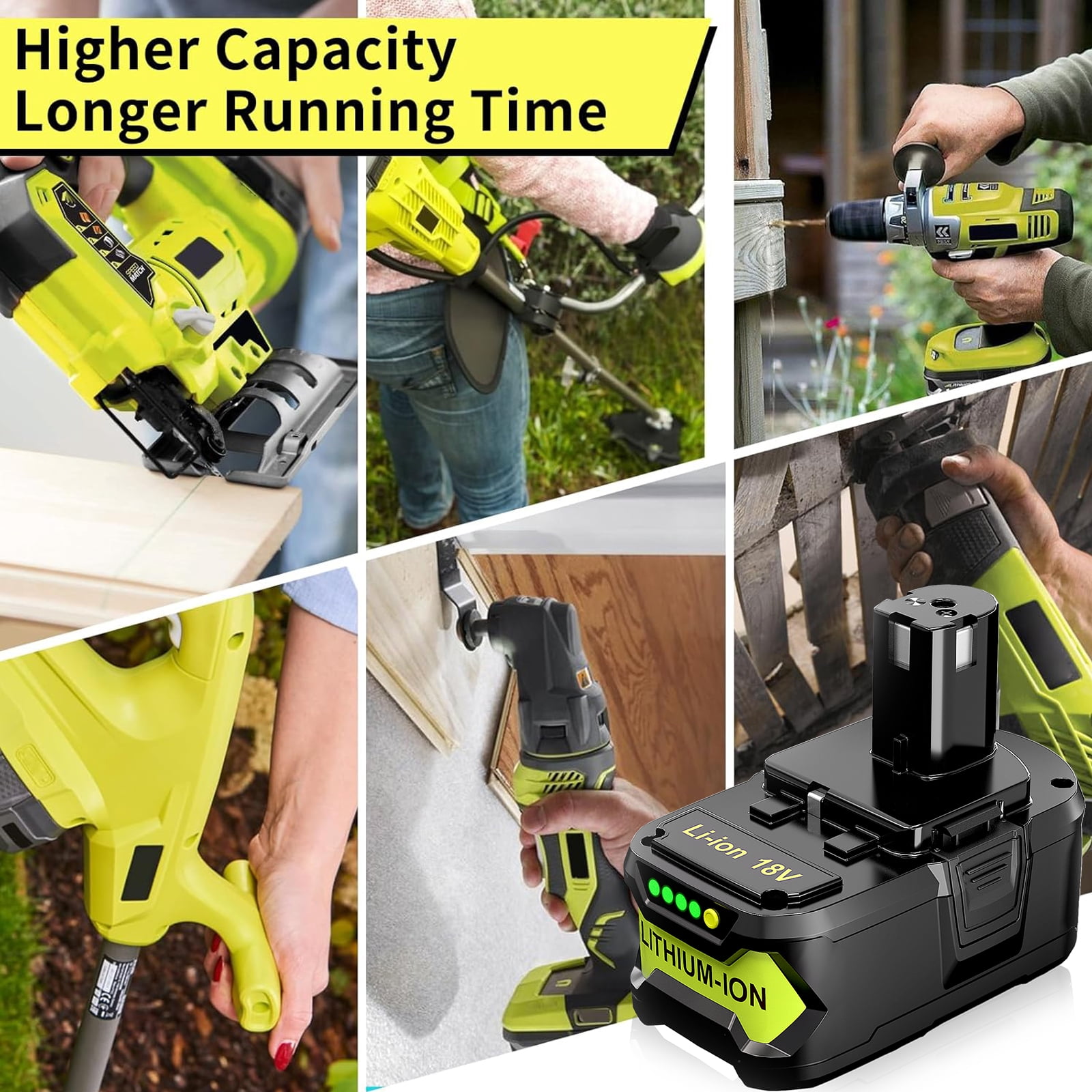 TenHutt 18V 8.0Ah Replacement for Ryobi 18V Battery P102 P103 P105 P107 P108 P109 Compatible with 18V ONE system cordless power tools