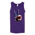thumbnail image 2 of Wild Bobby, American Flag Peace Sign Hand Pop Culture Mens Graphic Tank Top, Purple, Medium, 2 of 3