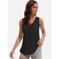 thumbnail image 3 of 3-pack Black Womens Tank Tops V Neck Summer Trendy Casual Loose Fit Flowy Sleeveless Shirts, 3 of 6