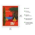 thumbnail image 2 of New Caledonia (Nouvelle Calédonie) - Native Kanak People Grand Huts - TAI Airline - Vintage Travel Poster by Bernard Villemot c.1953 - Fine Art Matte Paper Print (Unframed) 11x14in, 2 of 4