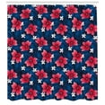 thumbnail image 3 of Ambesonne Navy and Blush Shower Curtain, Exotic Hibiscus Art, 69"Wx84"L, Navy Blue Dark Coral, 3 of 3