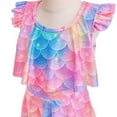 thumbnail image 4 of Sunnyoo Little Girls Ruffle Swim Dress Sun Protection Bathing Suit with Shorts Swimsuits, 4 of 8