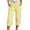 Yellow, variant on Yuanlong Womens Pants Lady Drawstring Elastic Waisted Straight Leg Cropped Trousers Plain Casual Capri Pants With Pockets