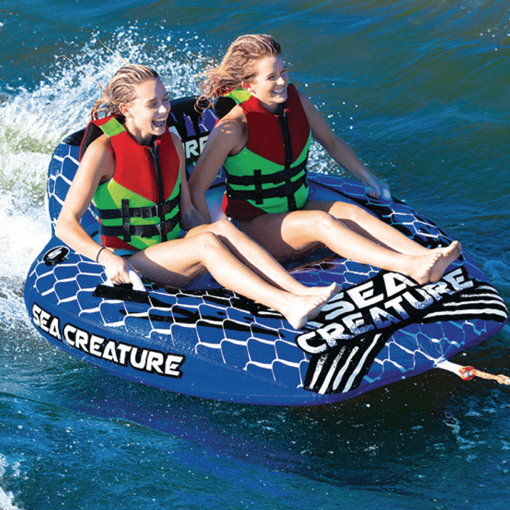 Seachoice Sea-Creature Towable Tube, Open Top Boat Tube w/ Backrests, 2 Person, 60 In. X 58 In. - 3