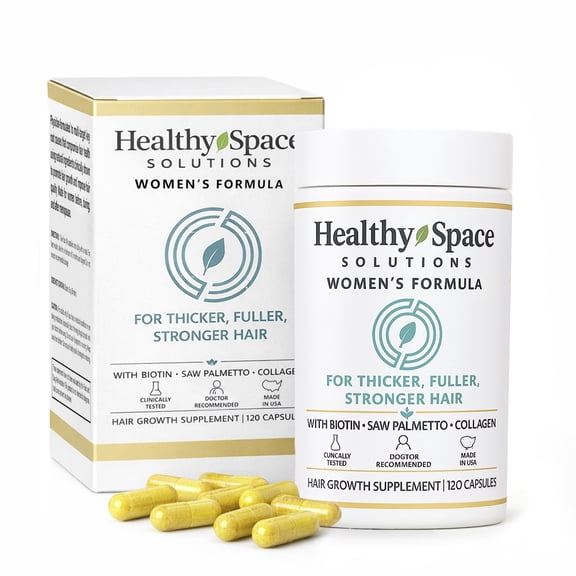 Hair Growth Vitamins for Womens – Biotin 10,000 mcg, Collagen, Keratin & Saw Palmetto Supplement – Supports Hair, Skin & Nails – 120 Capsules (30 Day Supply) Healthy Space Solutions