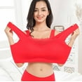 thumbnail image 4 of ATOYSOY Sports Bra Wireless Lightly Running Yoga Breathable Push Up Underwear Solid Color Everyday Bra Smoothing Comfort Bra Lace Splicing Fitness Workout Seamless Clearance Red, 4 of 7