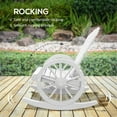 thumbnail image 2 of Rocking Chair Outdoor, Wooden Rocker Chair with Wheel Shaped Armrests, Patio Chair Lounge Chair for Porch, Garden, Lawn, 250 LBS Weight Capacity, 2 of 6