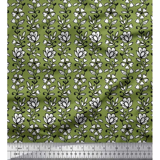 Soimoi Feuilles de Tissu Rayonne & Tissu Imprimé Floral 1 Yard 56 Inch Wide