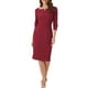 thumbnail image 1 of Vestido Midi de Trabajo para Mujeres INSPIRE CHIC con Cuello en V y Manga 3/4 en Color Rojo Vino, 1 of 6
