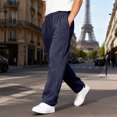 thumbnail image 4 of Mens Sweatpants with Pockets Outdoor Running Jogger Pants Elastic Waist Drawstring Workout Casual Sweatpants Open Bottom, 4 of 5