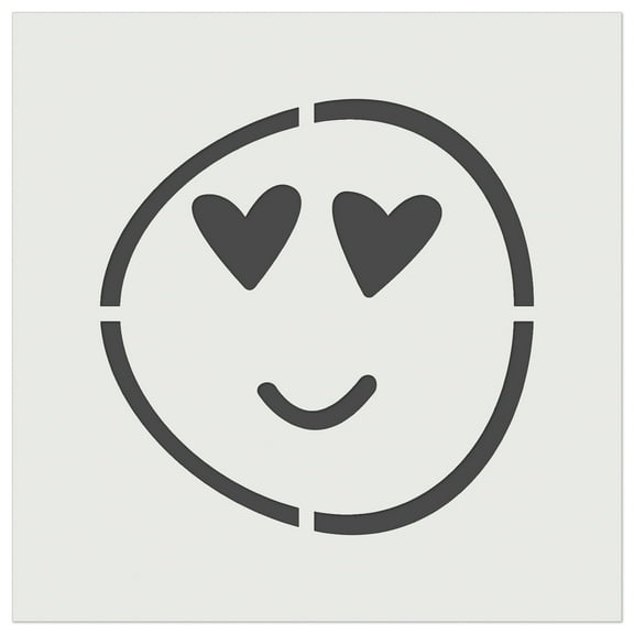 Heart Eye Love Emoticon Face Doodle DIY Cookie Wall Craft Stencil - 5.5 Inch