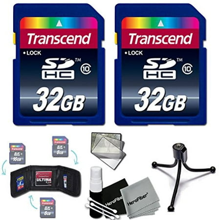 Transcend 64GB High Speed Class 10 Memory Card KIT (2 x 32GB Memory Cards) for Nikon D7200, D7100, D7000, D750, D810, D810A, D800, D800E, D5500, D5300, D5200, D5100, D3300, D3200, D3100, D610, D600,