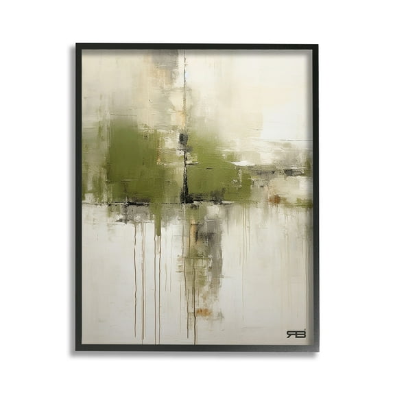 Stupell Industries Modern Paint Drip Horizon Abstract Painting Black Framed Art Print Wall Art, 11 x 14