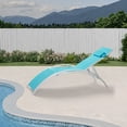 thumbnail image 3 of Set of 2 Aluminum Patio Chaise Lounge Chairs – 3-Position Adjustable Backrest, Collapsible, Lightweight, All-Weather Sun Loungers for Pool, Garden, Beach, Backyard – Color: Blue, 3 of 8