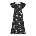 thumbnail image 4 of Pounoo New Kids Dresses Girls Girl'S Summer Dresses Ruffle Sleeve Tiered Swing Midi Casual Sundress With Pockets 6-15T Girls Dresses 7-8, 4 of 5