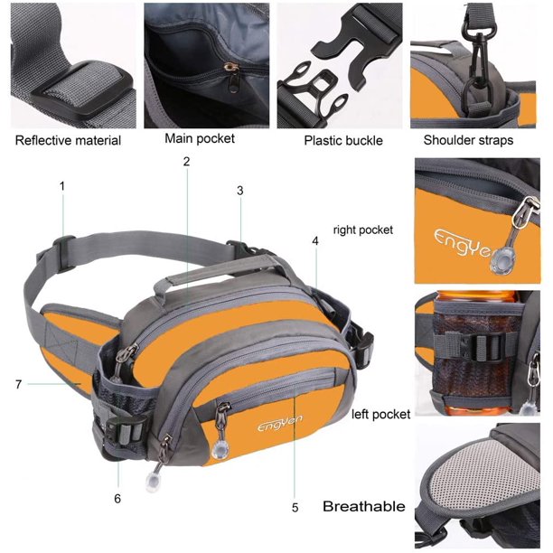 ENGYEN Fanny Pack Waist Bag for Women Men running packs gear with Phone Water Bottle holder Adjustable belt for Travel Workout Hiking carrying iPhone money multi colors u2026 orange Walmart