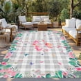 thumbnail image 2 of Pink Flamingo Outdoor Rug for Patio/Deck/Porch, Non-Slip Large Area Rug 5 x 7 Ft, Green Summer Tropical Botanical Grey Plaid Indoor Outdoor Rugs Washable Area Rugs, Camping Rug Carpet Runner, 2 of 8