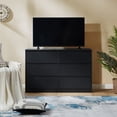 thumbnail image 4 of CHITOOMA Wood Dressers for Bedroom 6 Drawer, 47.2" Adult Horizontal Dresser with Large Drawer, Storage Cabinet Chest of Drawer for Living Room, Hallway, Black, 4 of 8