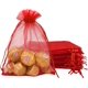 thumbnail image 1 of Bolsas de regalo Jexila de organza con cordón, 100 unidades, color rojo, 13 x 18 cm, 1 of 7