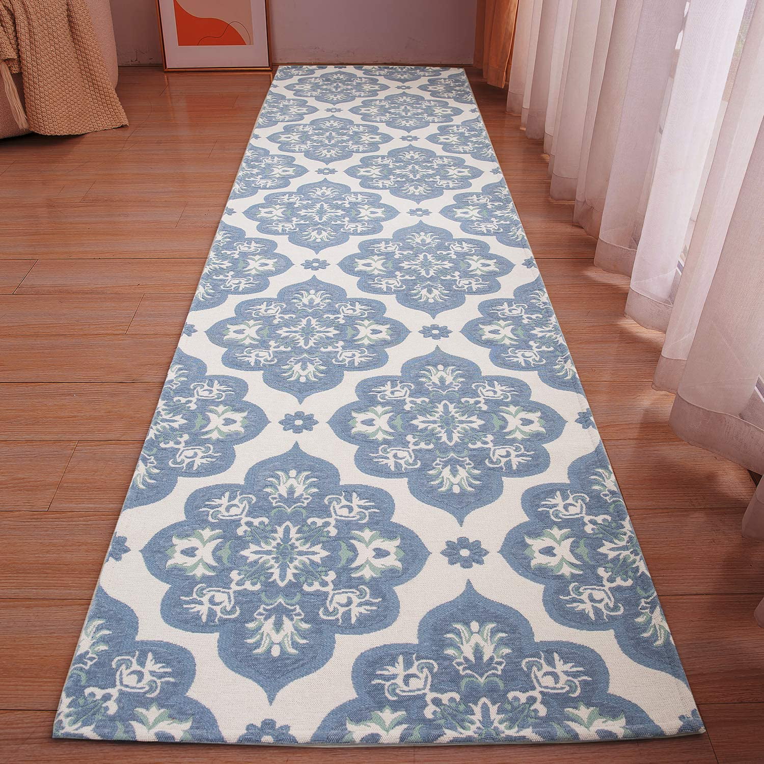  Grey and Blue Long Hallway Runner Rug, Wave Pattern Non-Slip  Area Rugs Mats for Indoor Office Entryway, Contemporary Comfy Cuttable  Carpet ( Size : 1.4x3.5m/4.6x11.5ft ) : Home & Kitchen