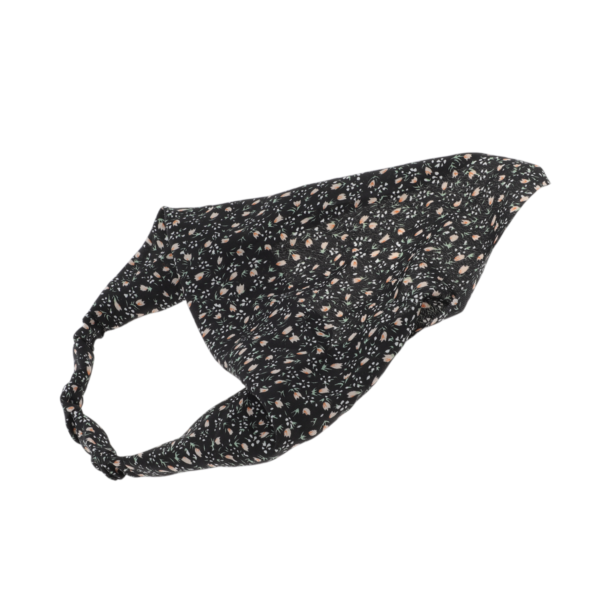Unique Bargains 1pc Stylish Ditsy Floral Headwrap 9.25''x8.86'' Black