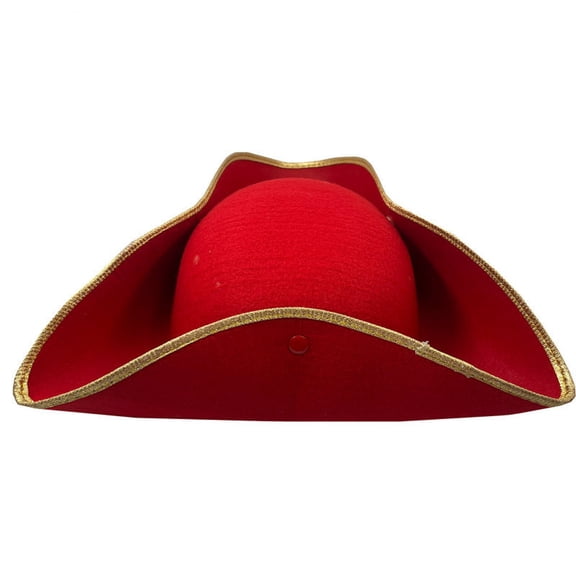 VBEWZET Trim Tricorn Hat, Tri-Corner Hat for Halloween Red One Size