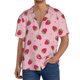 thumbnail image 1 of Balery Strawberries Camisa Casual de Manga Corta con Botones para Hombre, Texturizada, Estilo Cubano, para Playa, Verano-Large, 1 of 5