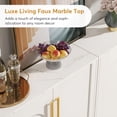 thumbnail image 4 of Modern Sideboard Buffet Storage Cabinet With Adjustable Shelves White Finish, Faux Marble Top Accent Cabinet For Living Kitchen Dining Room, 4 of 5
