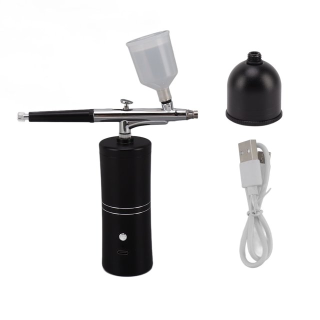 Máquina de aerógrafo facial, aerógrafo de inyección de oxígeno de mano, pulverizador humectante facial portátil de alta presión, negro, 20 ml