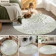 thumbnail image 6 of Sage Green Chrysanthemum Round Rugs 7ft, Farmhouse Botanical Floral Modern Non Slip Washable Rug Runner, Low Pile Indoor Floor Carpet Mat Bathroom Rugs for Living Room, Bedroom, Kids Room, 6 of 9