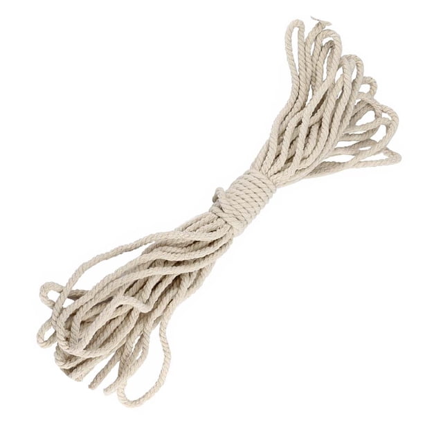 Yuarrent Cuerda de algodón de 5mm, 8mm, 10mm, 15mm, cuerda trenzada gruesa, cuerda trenzada de decoración Beige, cuerda artesanal para el hogar, Kits de decoración para fiestas 5 mm Yuarrent HA002654-01