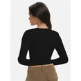 thumbnail image 4 of Womens Long Sleeve Shirts Basic Crop Tops Going Out Fall Fashion Underscrubs Layer Slim Fit Tops, 4 of 6