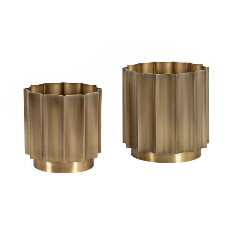 Kate and Laurel Scalone Metal Planter Set - 2 Piece - Gold