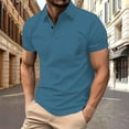 thumbnail image 2 of Afdoent Men's Polo Shirts Solid Color Versatile Male Leisure Loose Collar Button Open Collar Ribbed Sports Short Sleeve Shirt Casual Bussiness, 2 of 6