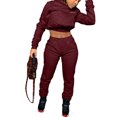 thumbnail image 3 of EYIIYE Womens 2 Piece Outfits Tracksuits Hooded Crop Top Sweatshirt + Sweatpants Body Letter Printed Fall Winter Sweatsuits, 3 of 5