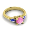 thumbnail image 3 of Diamond-Capitals 2.50 Carat Elegant Round Cut Pink Sapphire & Blue Sapphire Gemstone Three Stone Ring for Engagement 18K Yellow Gold Size 10, 3 of 8