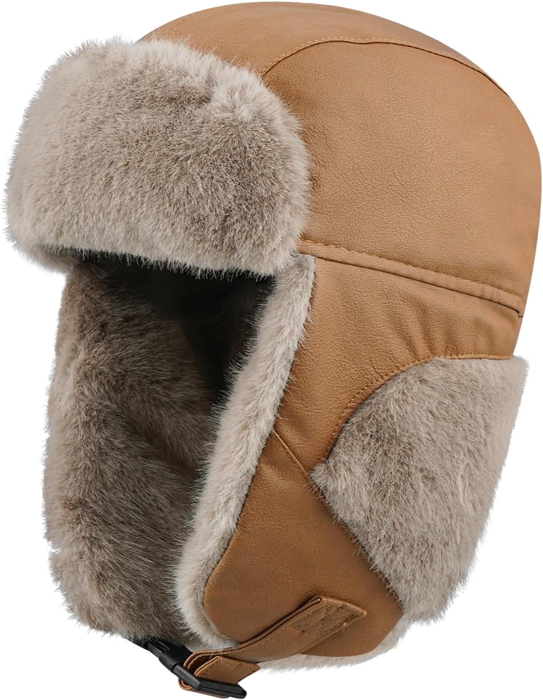 Zhengup Leather Trapper Hats Mens Winter Ski Hat Cold Weather Ski Hat Warm Gear Russian Ushanka Caps Cossack Trooper Hat