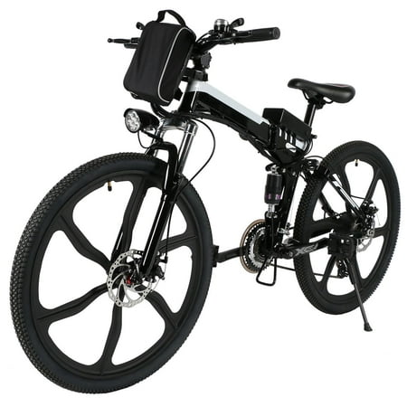 Folding Electric Bike Large Capacity Lithium-Ion Battery City Bike (36V 250W) and Shimano Gear,7 speeds Mountain Bicycle, 330lbs Adjustable White (Best Way To Transport Mountain Bike)