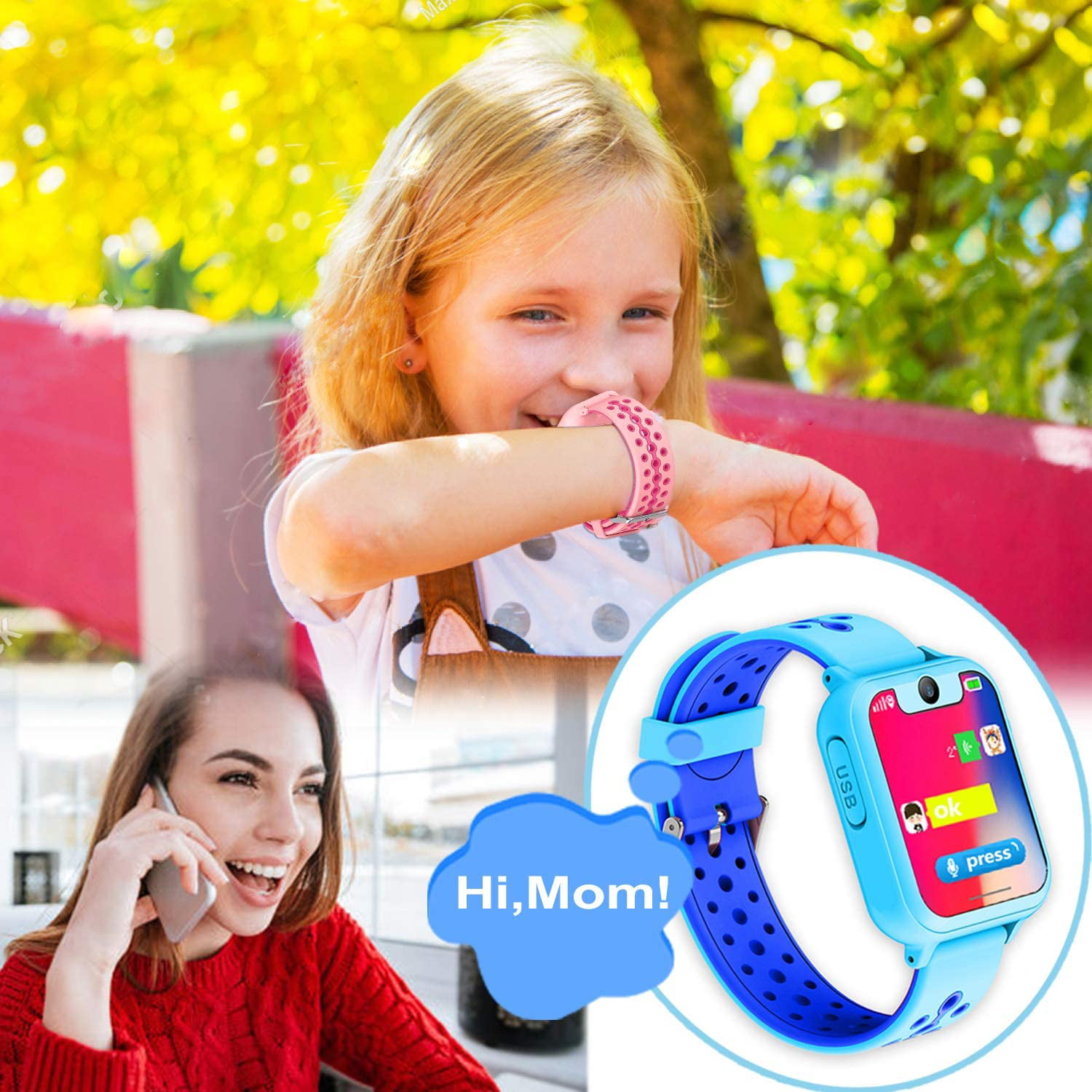 Smartwatch Enfants - Chat - Podomètre - Chronomètre - Turquoise