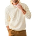 thumbnail image 4 of Men's Waffle Hoodies Solid Color Casual Long Sleeve Hooded Sweatshirts Lightwieght Fall Jackets with Drawstring, 4 of 7