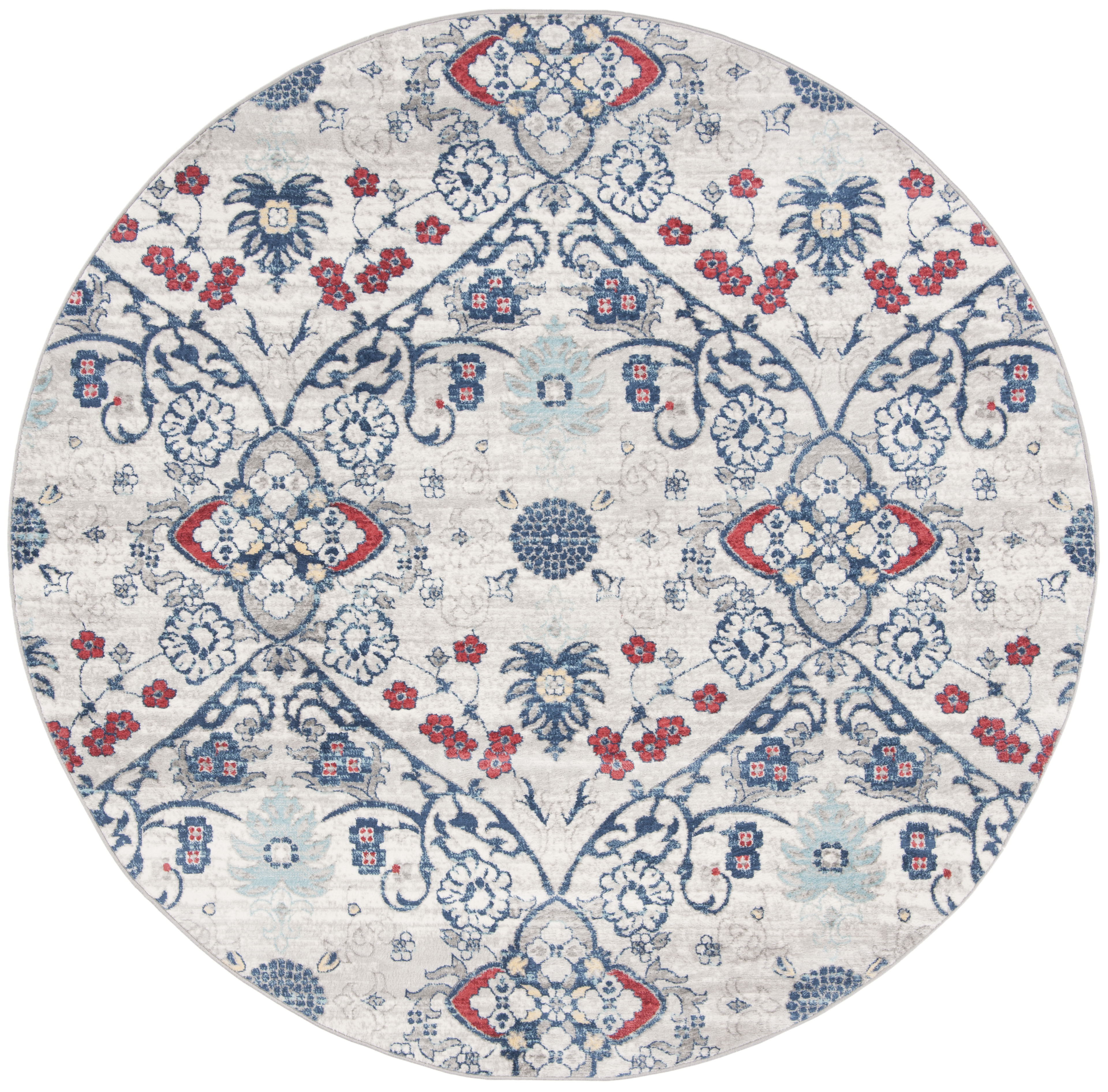 SAFAVIEH Brentwood Rudolf Southwestern Area Rug, Navy/Gray, 6'7" x 6'7" Round