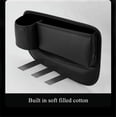 thumbnail image 3 of Black PU Leather Left Car Seat Gap Catcher Crevice Filler Storage Box Organizer, 3 of 5