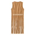 thumbnail image 5 of Women's Fringe Vest No Sleeve Western Casual Jacket Sleeveless Khaki XXL, 5 of 5