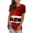 thumbnail image 1 of JFHHQ T-Shirt de Fin de Semaine pour Femmes T-Shirt Imprimé Festif pour Femmes Col Rond Doux Manches Courtes Haut Décontracté Blouse m Vin, 1 of 3