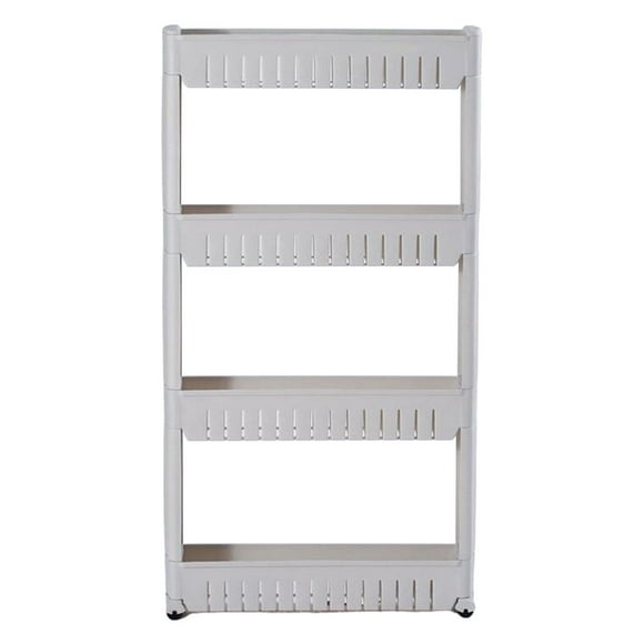 Estantería de almacenamiento delgada multifuncional con compartimentos para guardar cosas, para cocina y sala de estar. Gris 4 capas