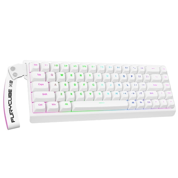 Rechale 60% Mechanical Feeling Gaming Keyboard Wired, 68-Key, PBT Keycap, Removable Ribbon, Silent Gasket Structure, 8000Hz Polling Rate, Anti-Ghosting, RGB Backlit, for PC Gamers Office Windows Mac