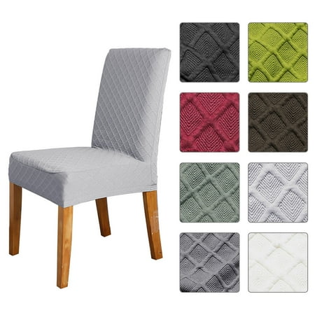 1pcs Stretch Solid Diamond Lattice Dining Chair Cover Slipcover