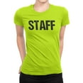 thumbnail image 2 of NYC Factory Ladies Neon Yellow Safety Green Staff T-Shirt Front & Back Print Event Shirt, 2 of 2